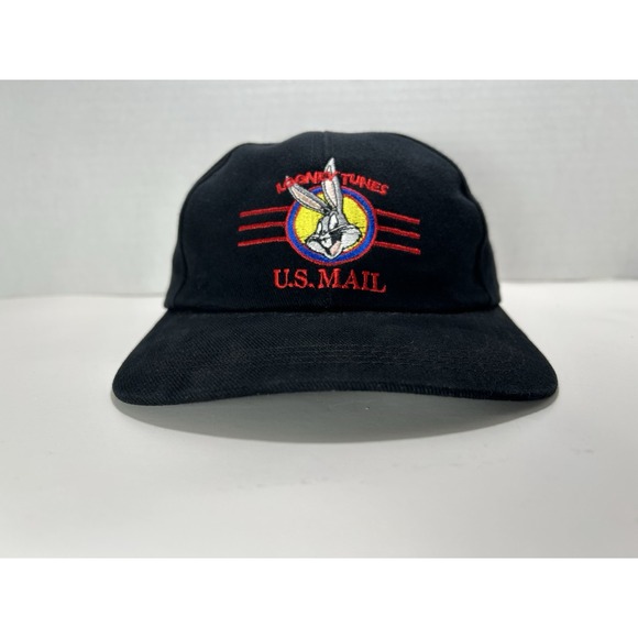 Vintage Looney Tunes U.S. Mail Black 1997 SnapBack Hat Bugs Bunny - Picture 7 of 10